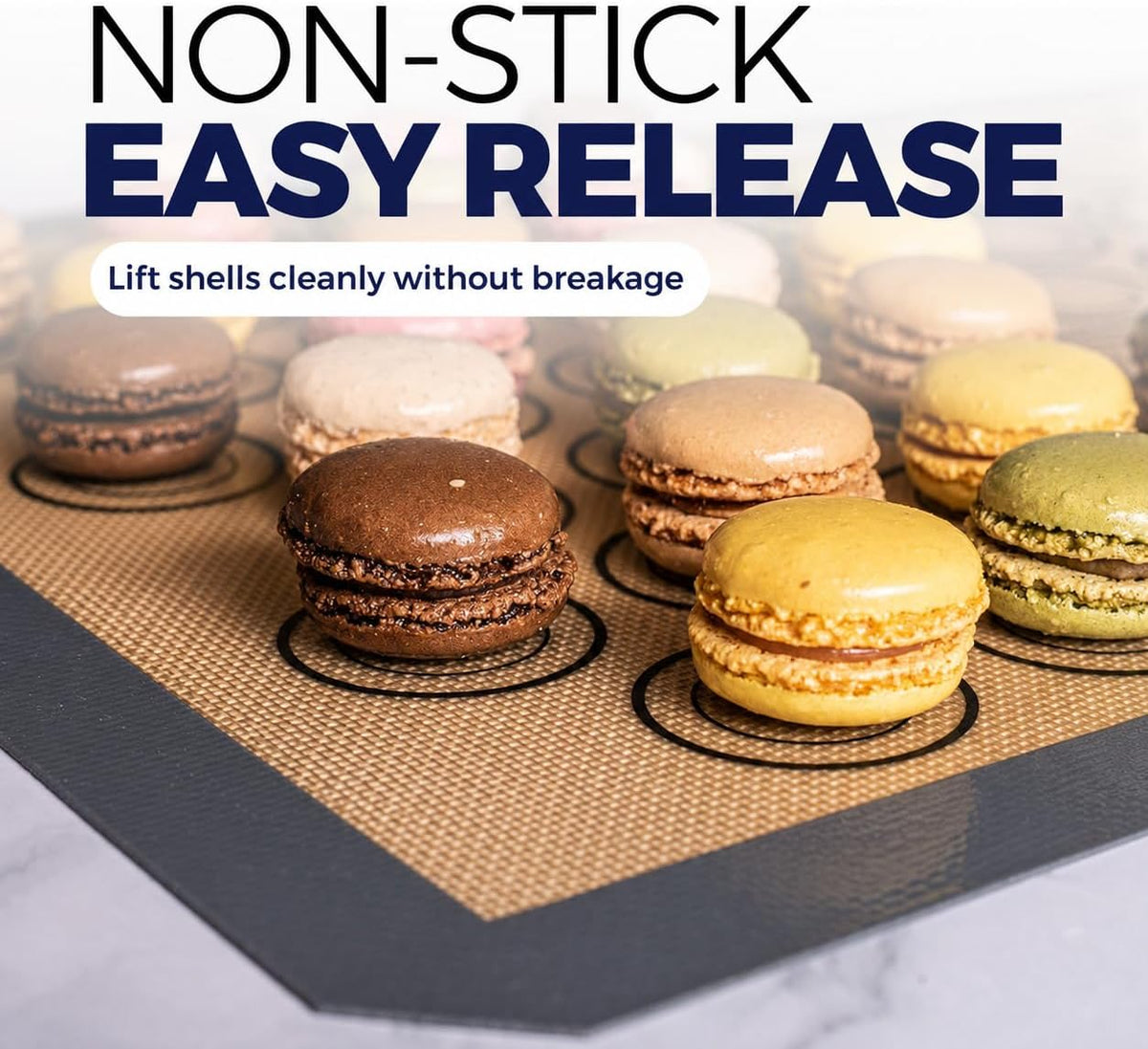 Macaron Baking Mat Silicone Non Stick, Full Sheet Reusable Pack of 10 Gray