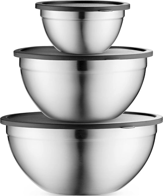 Mixing Bowls with Lids Set, Stainless Steel Mixing Bowls with Airtight Lids, Nesting Mixing Bowl Set for Space Saving