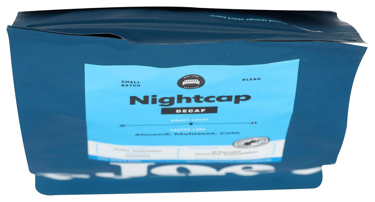 Joe Coffee Company - Nightcap Decaffeinated Whole Bean Specialty Coffee, 12 oz Bag | NYC Roaster, Rainforest Alliance Certified, Kosher, Climate-Friendly
