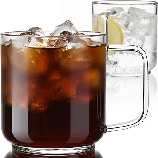 Aquach 22oz Glass Mugs Set of 2, Extra-Large Borosilicate Coffee Tea Cups