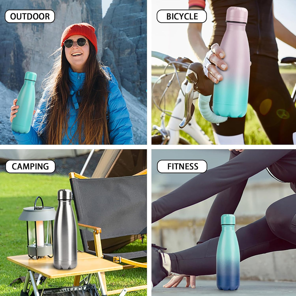 Insulated Water Bottle, 12oz Stainless Steel Water Bottles with straw lid, Metal Sports Water Bottles for Boys,Girls, Double Wall Vacuum BPA-Free Flask for School, Sports &amp; Travel-Black