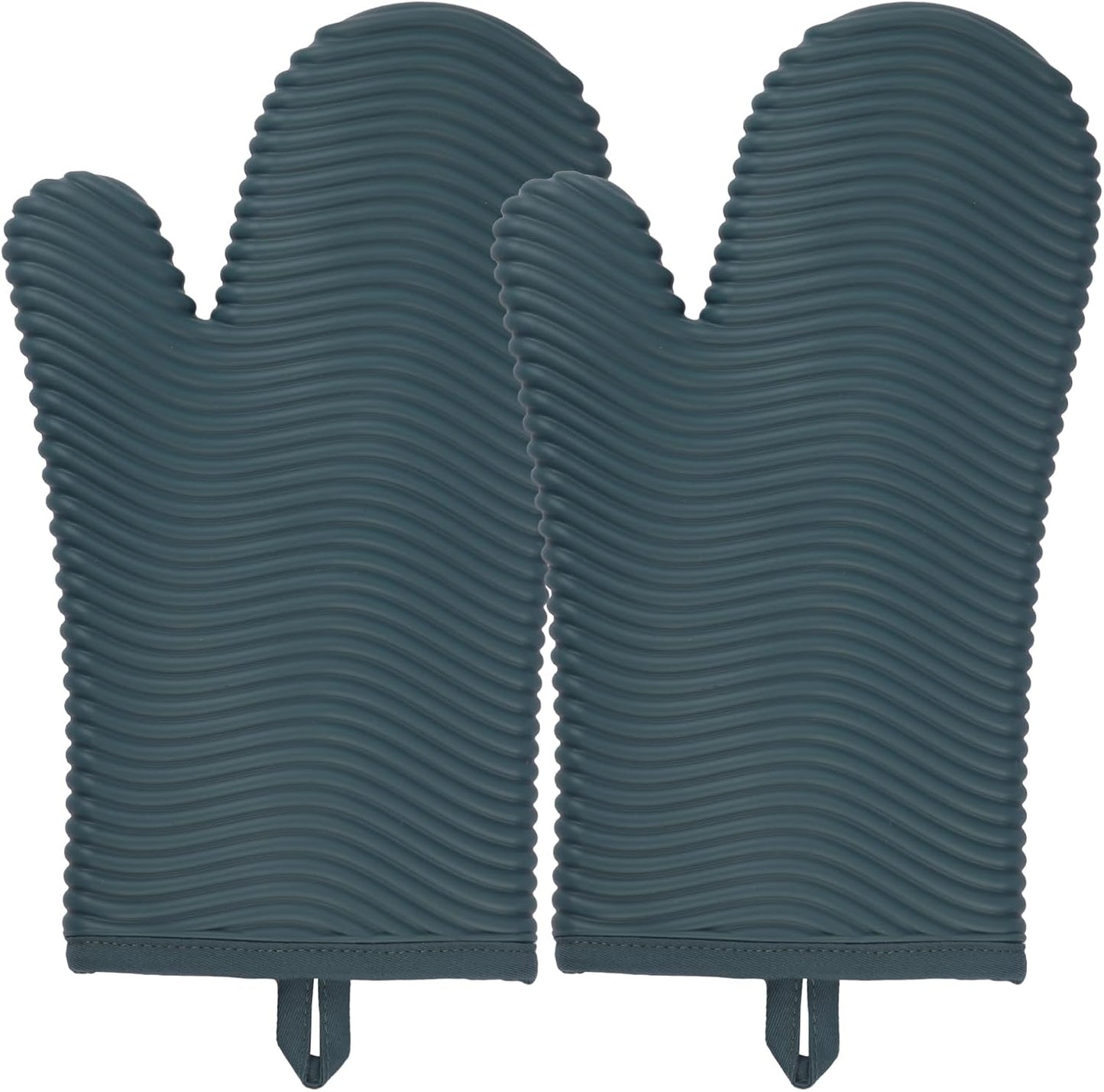 YUTAT Silicone Oven Mitts,Heat Resistant 2PCS Oven Mitts with Soft Polyester Filling,Kitchen Potholder Set - Perfect for BBQ, Baking and Cooking,Agave