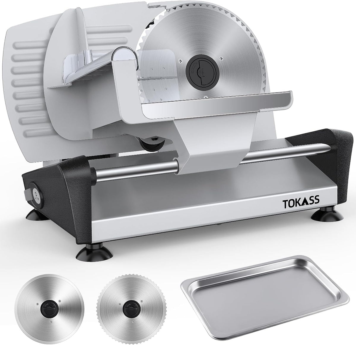 Meat Slicer Machine for Home, 200W Electric Food Slicer,Dual 7.5" Blades (Silver, 200W DC MOTOR)