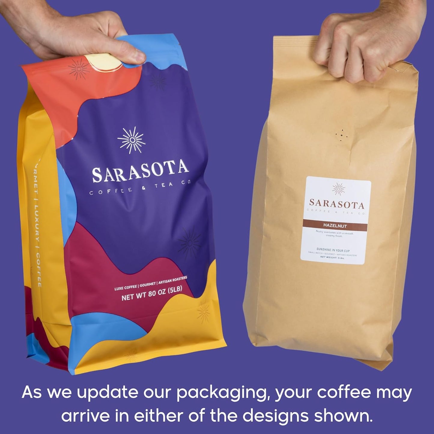 Sarasota Coffee Whole Bean Hazelnut | Medium Roast Gourmet Flavored Coffee Beans | Low Acid, Mold Free, Specialty Grade Bulk Beans | 5lb (80 oz)