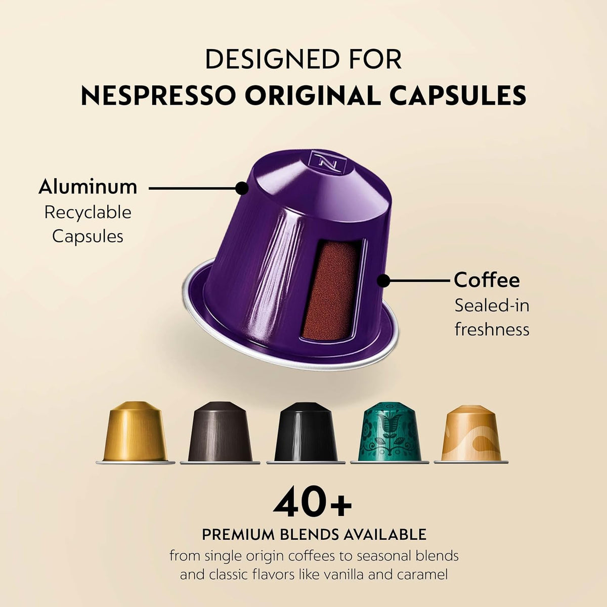 Nespresso Original, Freddo Delicato, 50-Count Coffee Pods | Capsules Pack of 1 Brews 1.35oz.
