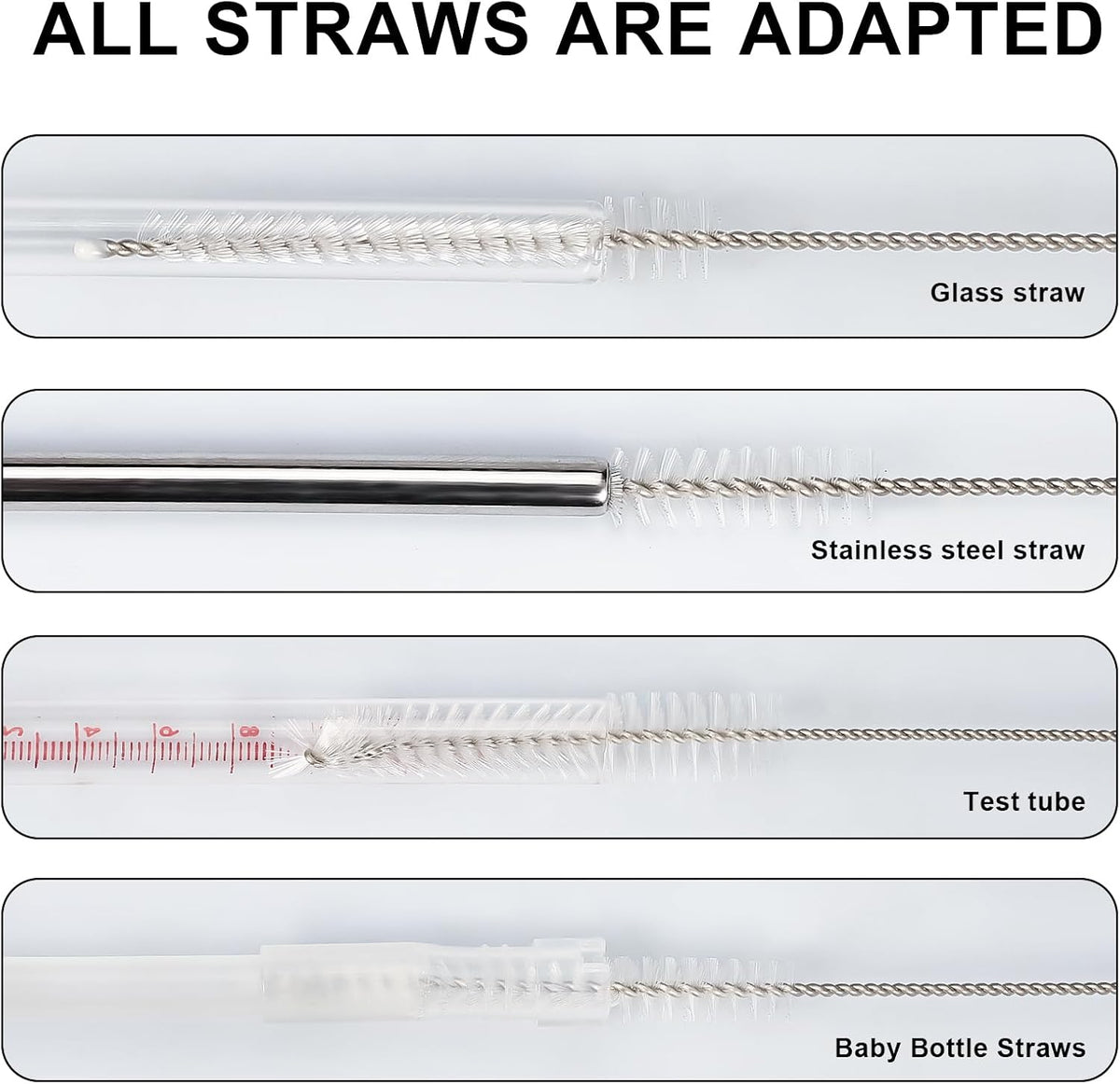 Ixiaoyoo 12 Pcs Bottle Cleaner Brushes Set, 11.8 Inch Nylon Cleaning Brush | White Straw Cleaner Brushes for Tumbler, Sippy Cup, Water Bottles, Hummingbird Feeders, Pipes, Sink Drain &amp; Pet Waterers