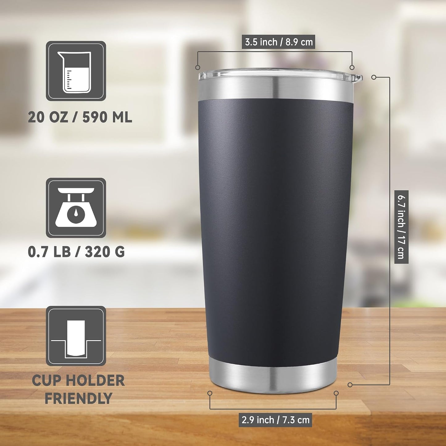 20 oz Tumblers Bulk Stainless Steel Tumbler with Lid Double Wall Vacuum Insulated Coffee Mug 20oz Powder Coated Cup for Hot and Cold Drinks, Black, 12 pack | Black, 20oz Insulated Coffee Mug, Double Wall Vacuum, Powder Coated Cup, for Hot and Cold Drinks