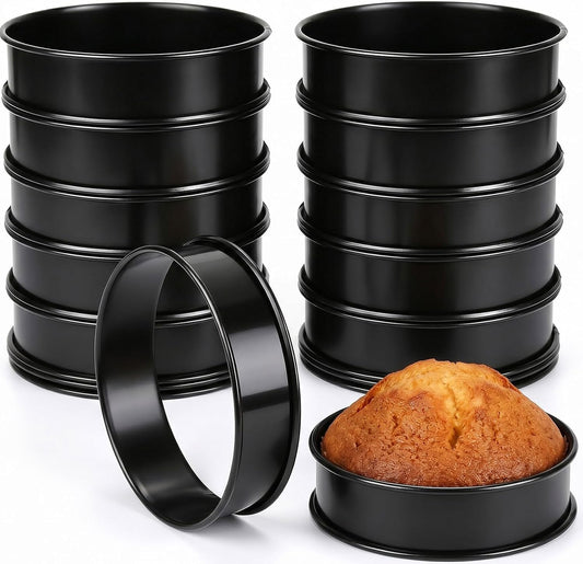 12Pieces Crumpet Rings Nonstick English Muffin Rings, 3.15 Inch Stainless Steel Double Rolled Metal Baking Tart Ring Molds for cookies, pastries