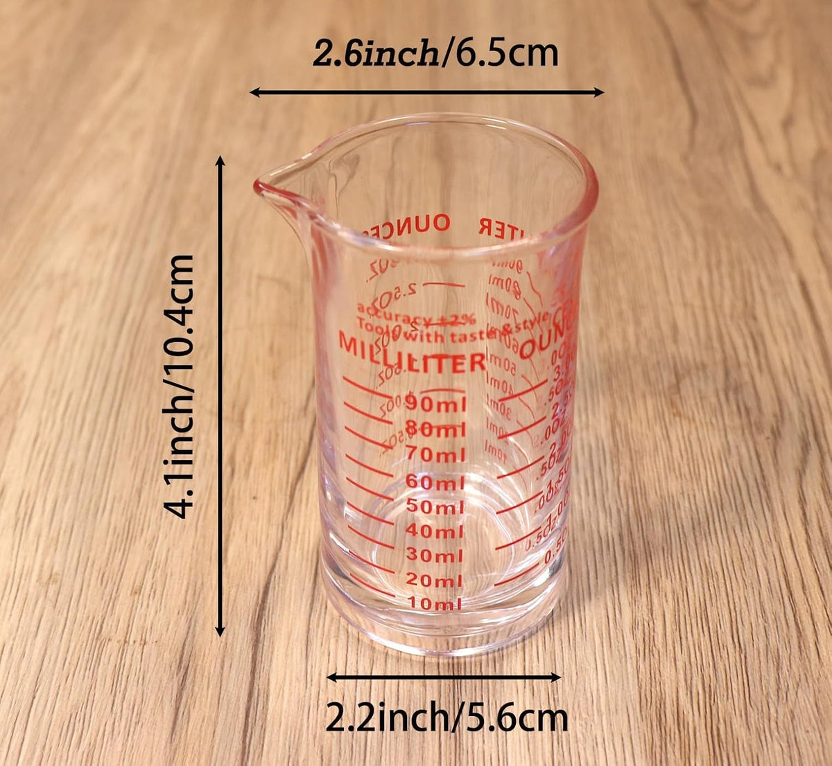 Ackers 3oz/90ml Glass Measuring Cup – Shot Glass with Double Scale-Ounce,Ml Markings for Kitchen & Bar(Pack of 2)