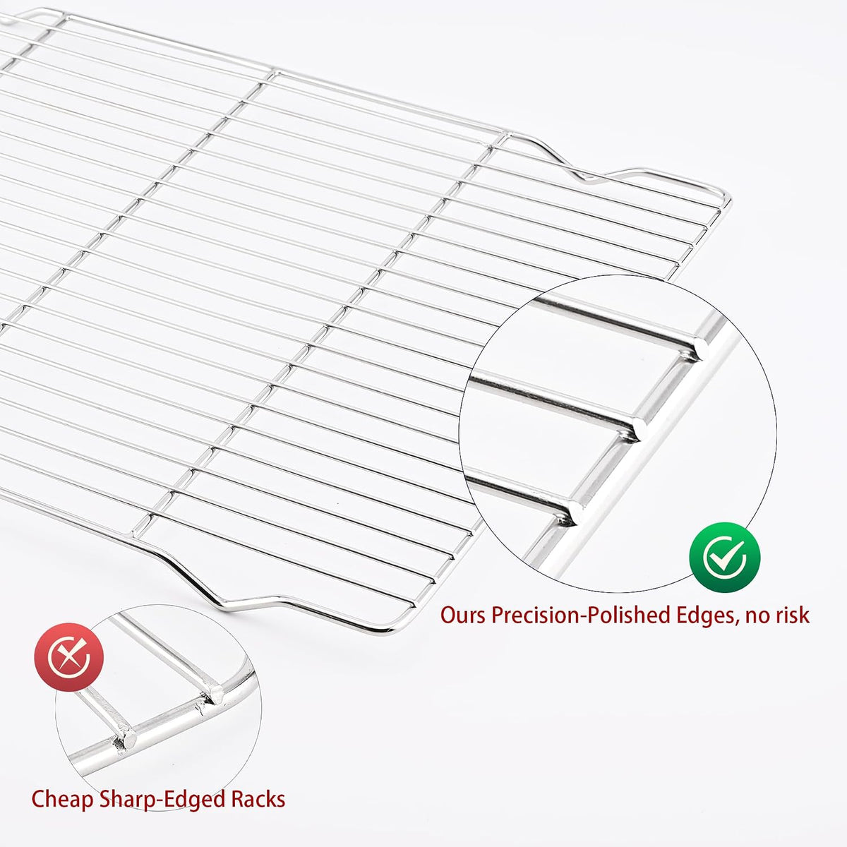 Cooling rack,2-Pack Heavy-Duty Stainless Steel wire rack for cooking (16.5"x11.5") - Oven Baking Wire Rack for Sheet Pans, Bread, Dishwasher Safe &amp; Non-Toxic Metal Grates