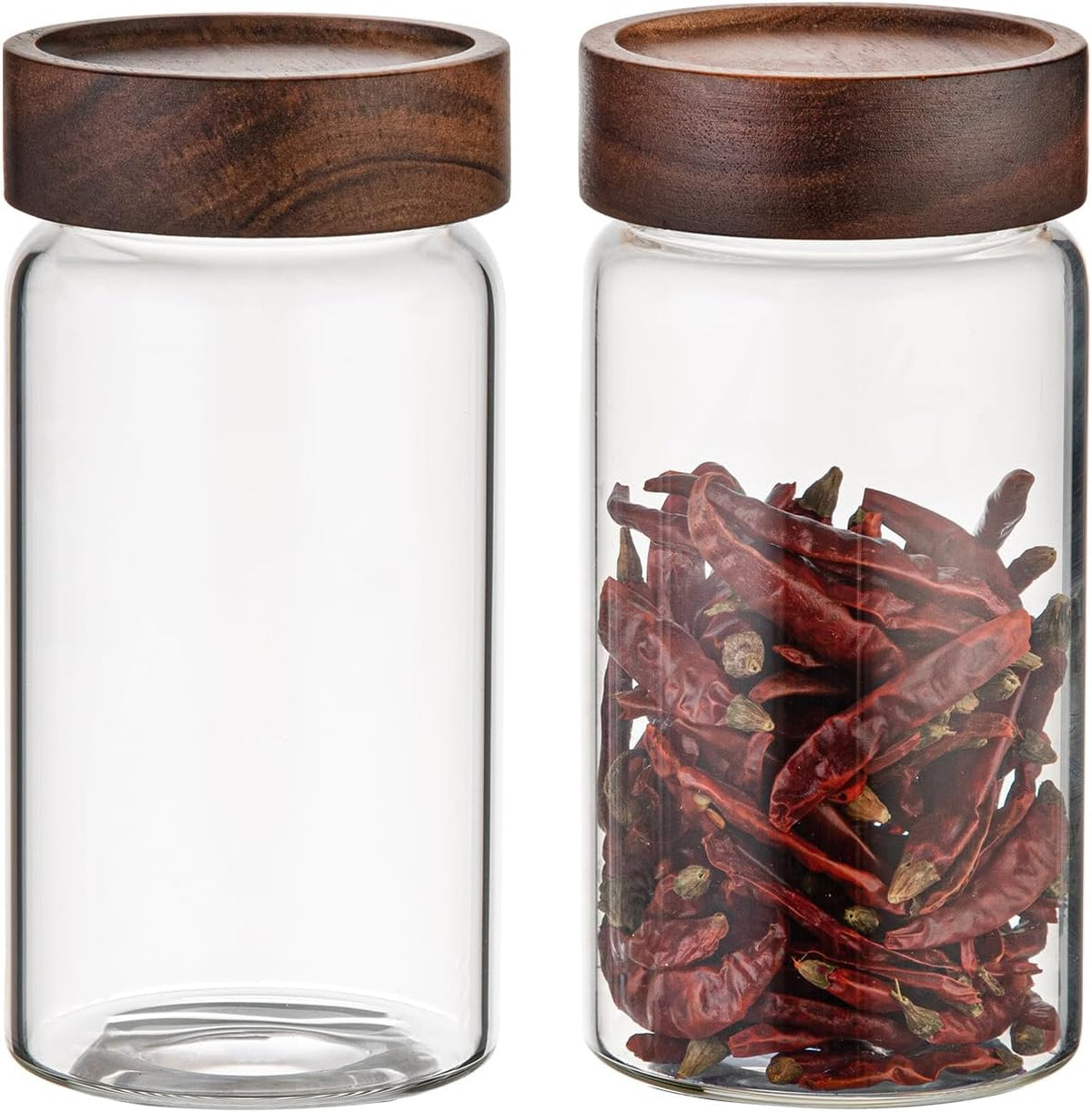18 OZ Glass Coffee Jars with Top Screw Lid Ground Sugar Spice Herb Container Clear Glass Jar Round Food Storage Canister for Pantry Tea Coffee Bean Spice Cookies Salts (2×550ml(18oz))