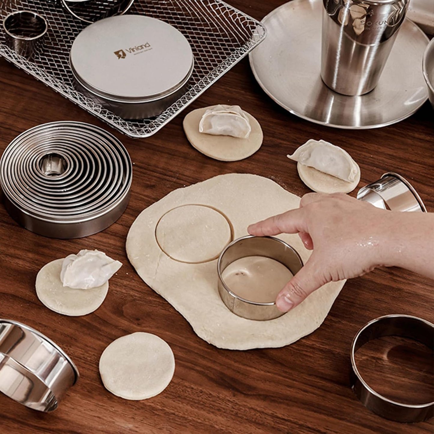 12 Pcs 304 Stainless Steel Biscuit Cutter Set - Round Cookie Cutters for Baking (1/2/3/4/5'') with Storage Box, Dough Pastry Cake Circle Cutting Ring Molds, Non-Rust, Dishwasher Safe &amp; 1.5‘’ High