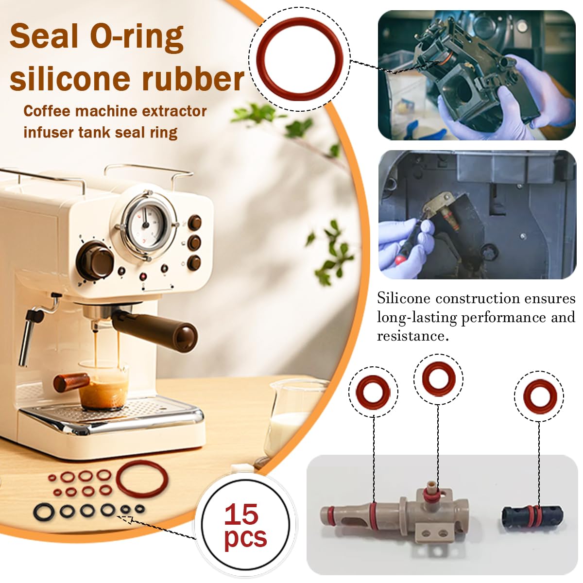 Wolfride 60Pcs Seal O-Ring Kit Gasket Seal Set Saeco Philips Gaggia Coffee Machine, Professional Coffee Machine O'Rings Maintenance Kit Seal O Rings Nozzle Gasket