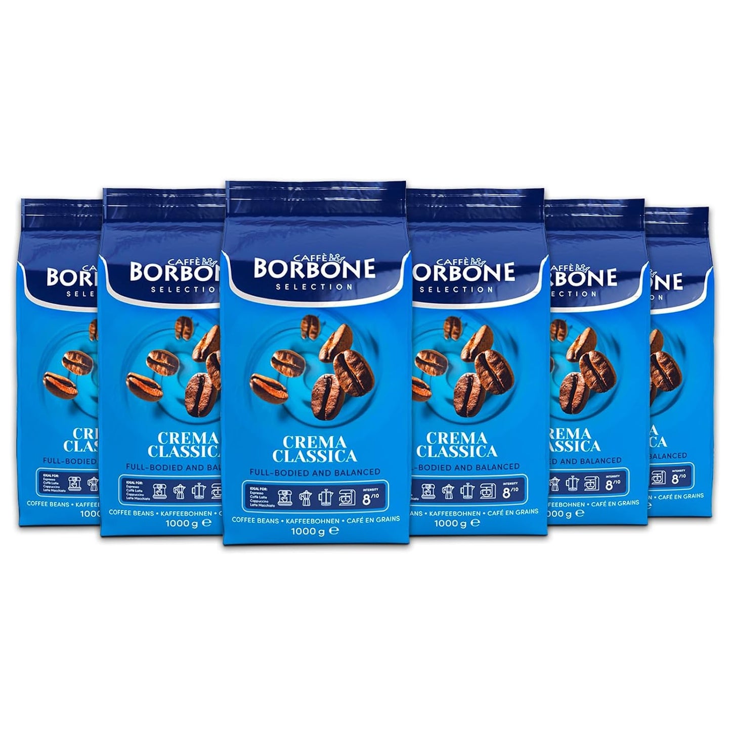 Caffè Borbone Crema Classica Whole Bean Coffee, Arabica and Robusta Blend, Medium Roast, 2.2 lb Bag (Pack of 6)