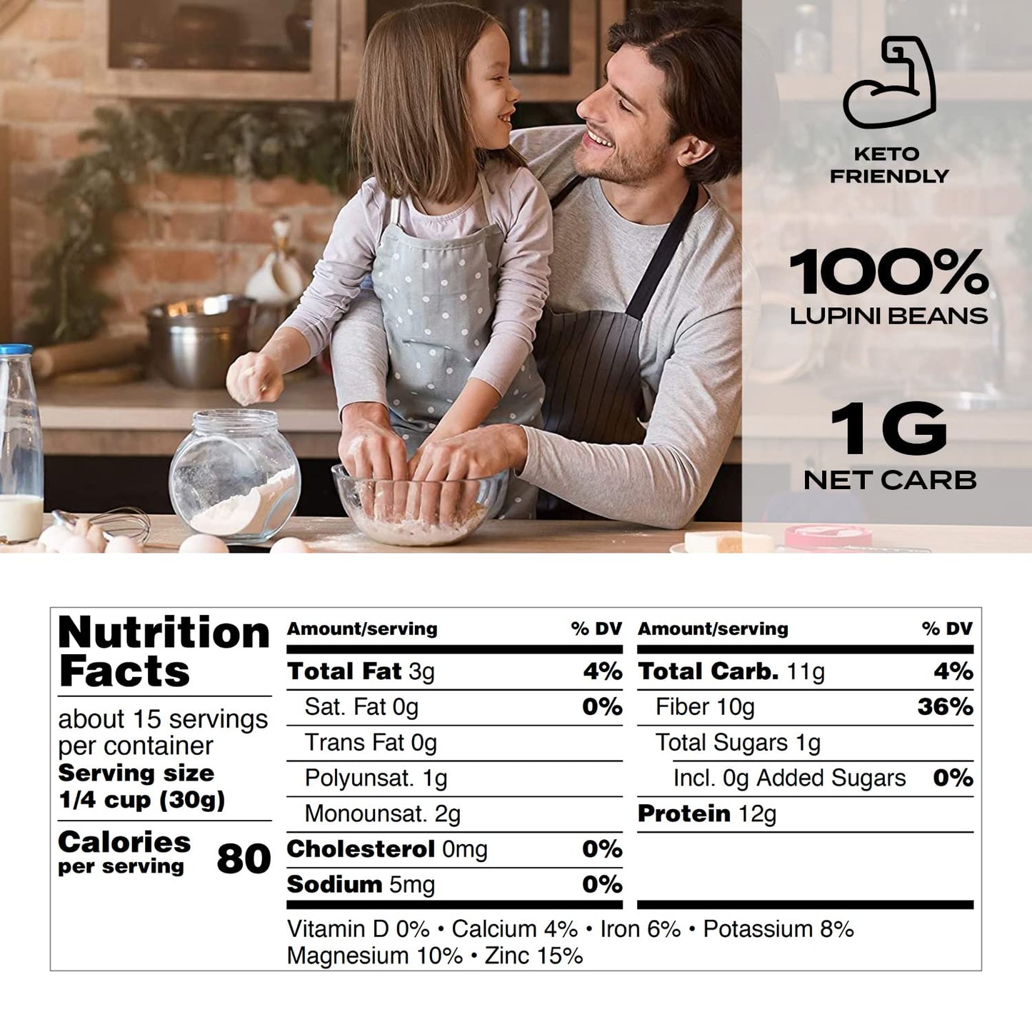 Aviate Lupini FLAKES - Keto "Oats" &amp; Vegan Friendly Superfood - Non-GMO, Gluten Free - High Protein - Low Calorie &amp; Low Carb - Rich in Dietary Fiber and Minerals - 100% Lupin Beans - 12 Ounces (Pack of 1)