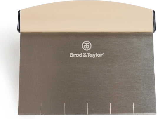 Brod & Taylor Bench Knife with 1" Markings and Non-Slip Rubber Handle, Dough Cutter for Home-Kitchen Baking (6" x 5.25"