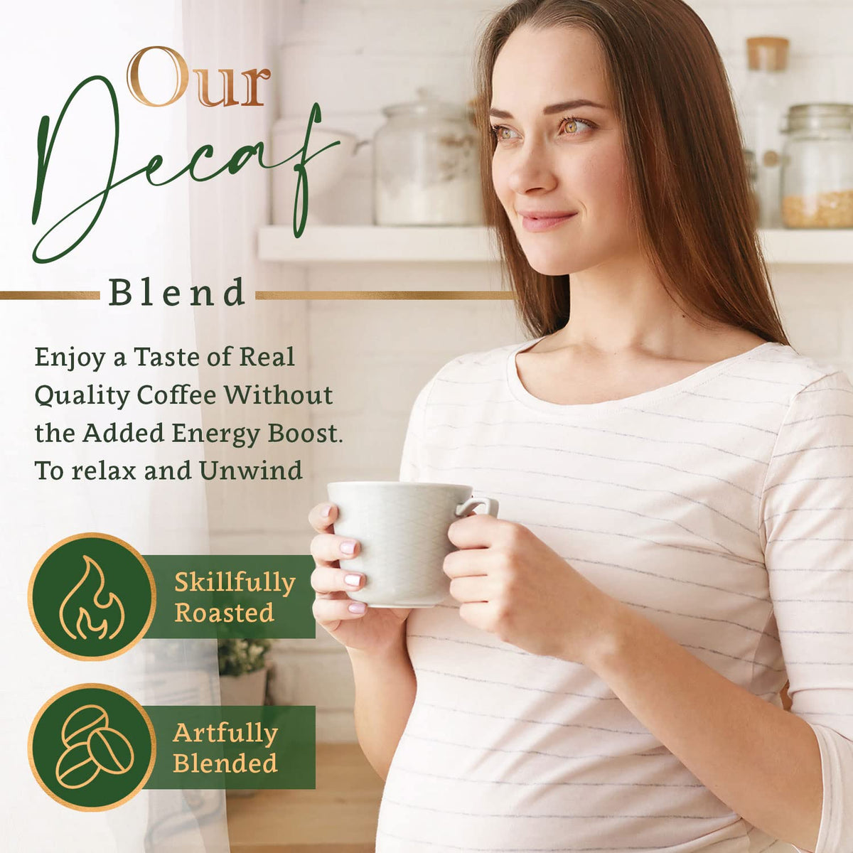 Organic Whole Bean Coffee Medium Roast (16oz) - Decaffeinated | 100% Arabica, Single Origin &amp; Low Acid - USDA Organic and Fair Trade Certified - Mountain Water Processed - Stomach Friendly