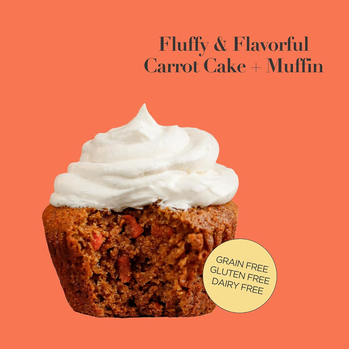 Stellar Eats Grain-Free Carrot Cake &amp; Muffin Baking Mix | Gluten-Free, Dairy-Free, Plant-Based, Paleo-Friendly | Sweetened with Date Sugar | Almond Flour-Based | Makes 1 Loaf or 12 Muffins | 1 Pack