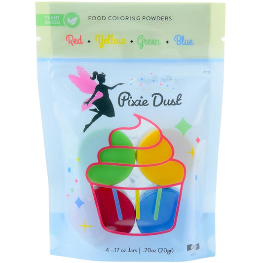All-Natural Food Coloring Powder set. Colors: Red, Yellow, Blue, Green. Dye-Free/Plant-Based/Non-Carmine/Non