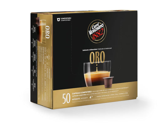 Caffe Vergnano Oro Coffee Pods, Nespresso Original Compatible, 50 Ct