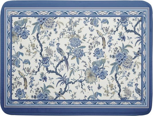 Giwawa Chinoiserie Dish Drying Mat 18x24in Blue White Oriental Floral Birds Kitchen Drainer Mats Porcelain Flowers Absorbent