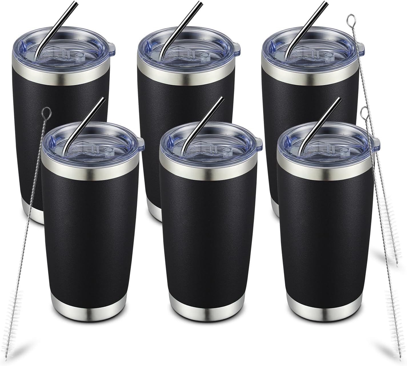 COMOOO 20oz Black Tumbler Double Wall Vacuum Insulated Coffee Travel Mug Stainless Steel Tumbler wit
