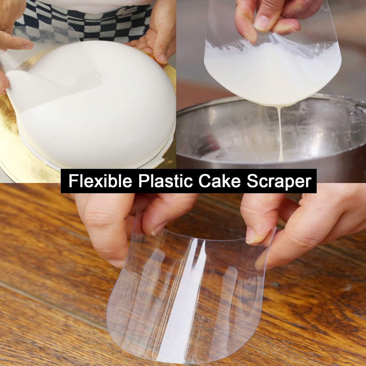 Anvin Cake Scraper Smoother Cake Icing Tool Set, Plastic Scraper Cake Frosting Scraper Smoother Combo for Buttercream Edge Decorating Cake Smoother Flexible for Baking Birthday DIY Kitchen (10 Pcs)