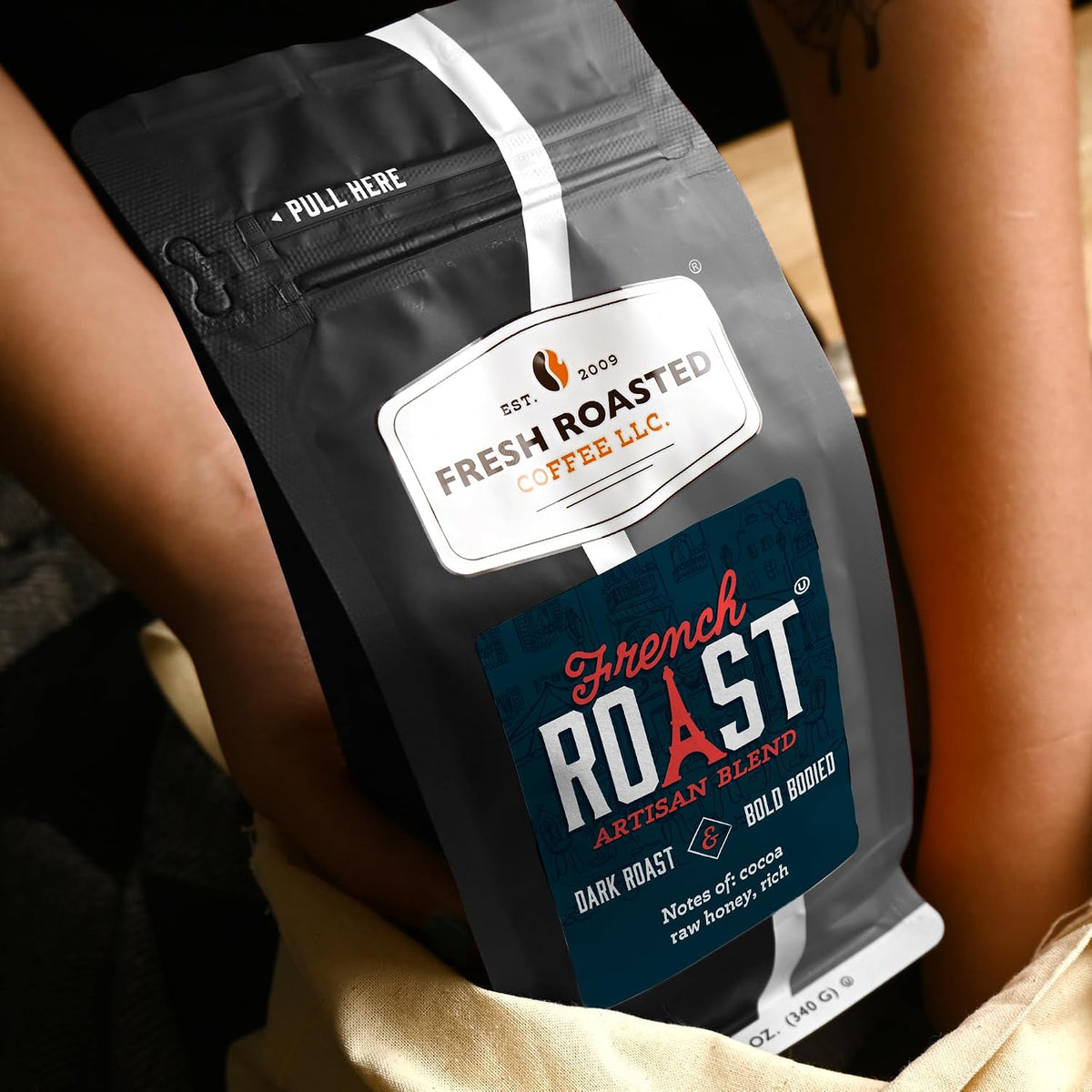 Fresh Roasted Coffee, French Roast Drip Ground Coffee, Dark Roast, Kosher, 12 oz