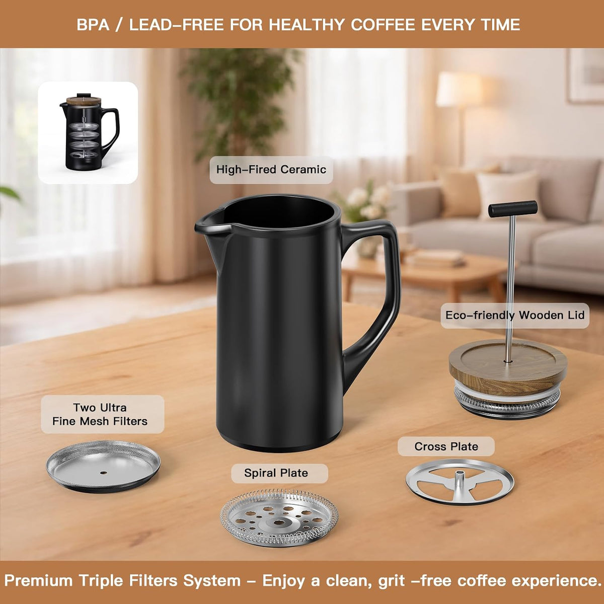 Ceramic French Press 22oz