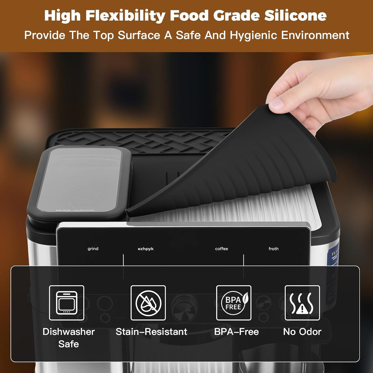 Silicone Top Mat for Ninja Luxe Cafe Espresso Machine ES601 Black