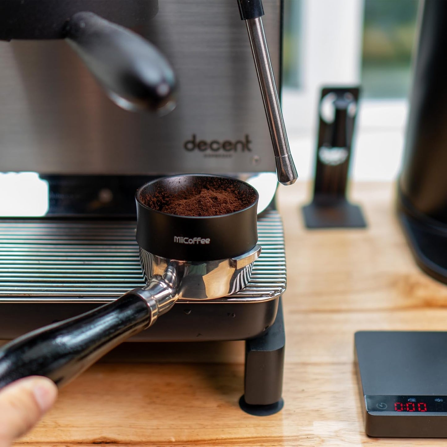 MiiCoffee 58mm Magnetic Dosing Funnel - Espresso Coffee Dosing Ring - Anodized Aluminum with 9 Magnetized Steel Compatible with 58mm Portafilter (Tall)