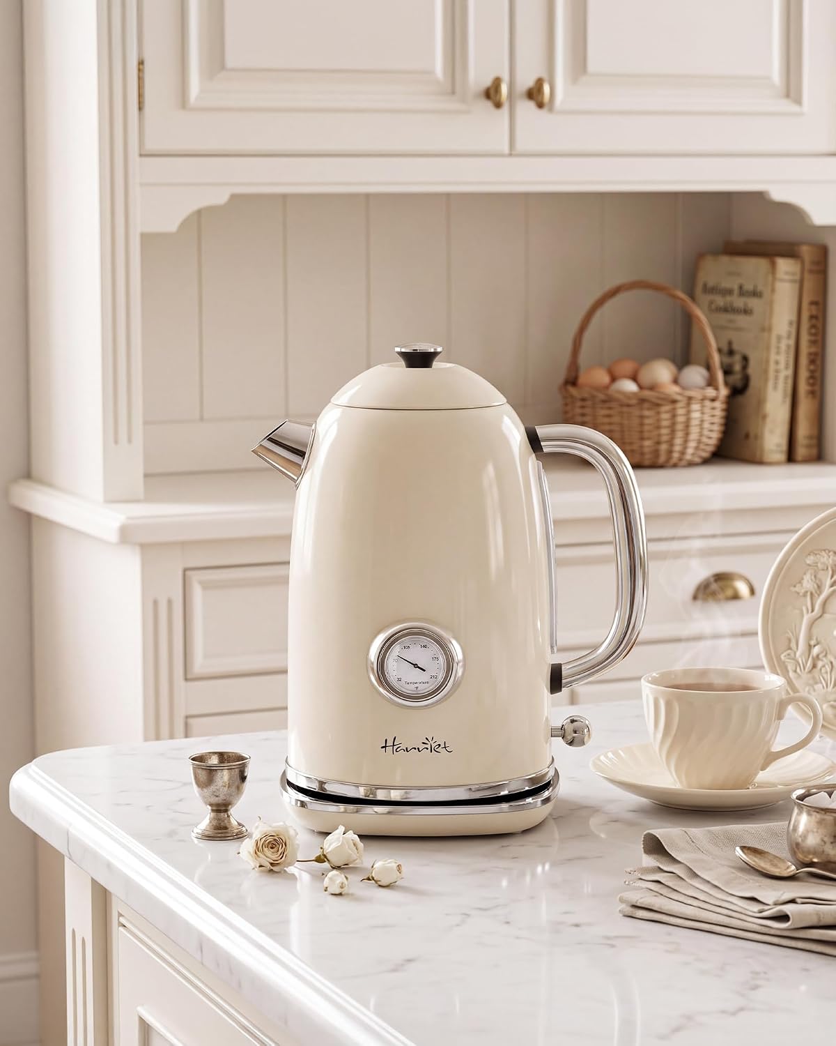Harriet 61oz Electric Kettle with Thermometer, Retro Hot Water Boiler | 1500W Hot Water Kettle, Electric Tea Kettle for Boiling Water, LED Indicator, Auto Shut-Off &amp; Boil Dry Protection
