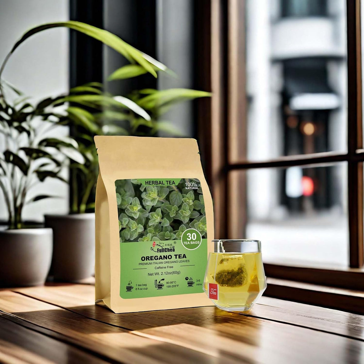 FullChea - Oregano Tea Bags, 30 Count, Dried Oregano Leaves | 100% pure dried oregano herbal tea, rich in plant antioxidants, Non-GMO &amp; caffeine-free, easy to brew hot or iced daily