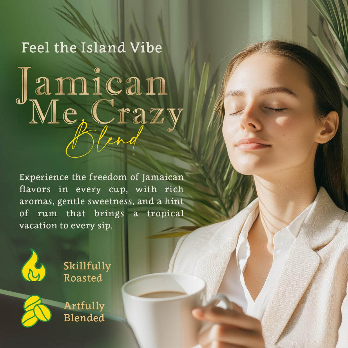 Organic Ground Coffee Medium Roast (16oz) - Jamaican Me Crazy Flavored | 100% Arabica, Single Origin and Low Acid - USDA Organic and Fair Trade Certified - Naturally Flavored Without Additives