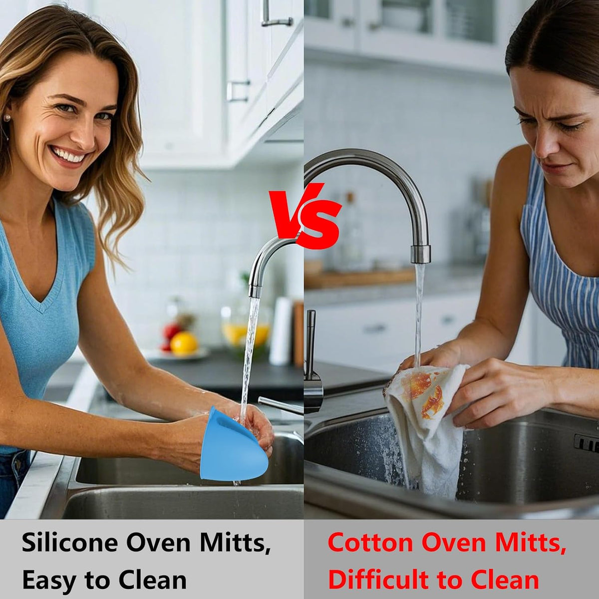 3 Pairs Oven Mitts Silicone Pot Holders Set Heat Resistant for Kitchen - Mini Silicone Oven Gloves Small Mittens Short Grips for Cooking &amp; Baking, Blue