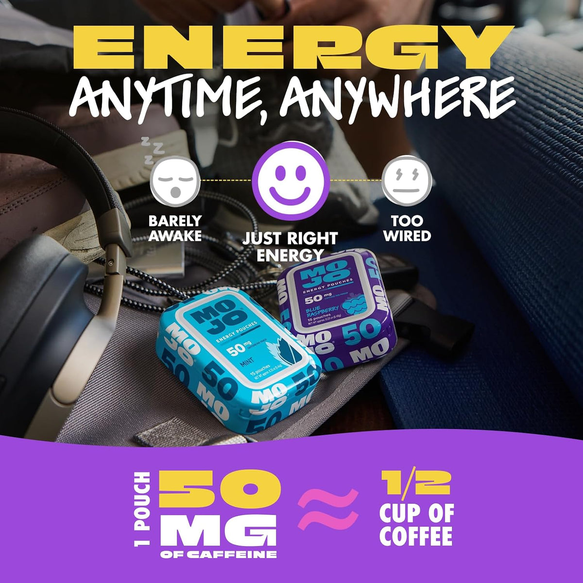 MOJO Caffeine Pouches with Naturally Derived Caffeine from Green Tea