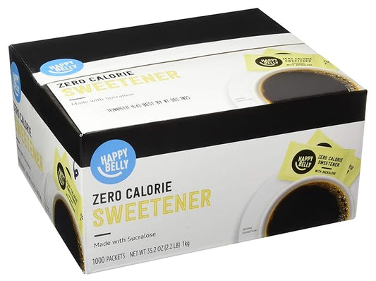 Amazon Brand - Happy Belly Zero Calorie Yellow Sucralose Sweetener Powder Packet, 1000 count (Previously Sugarly Sweet), 2.2