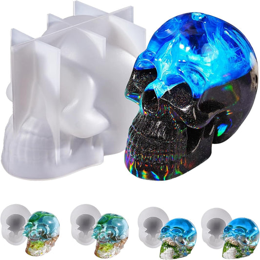 LET'S RESIN Resin Molds Silicone, 1 Pc Large Silicone Skull Epoxy Molds with 4 Pcs Small Skeleton Epoxy Resin Molds for