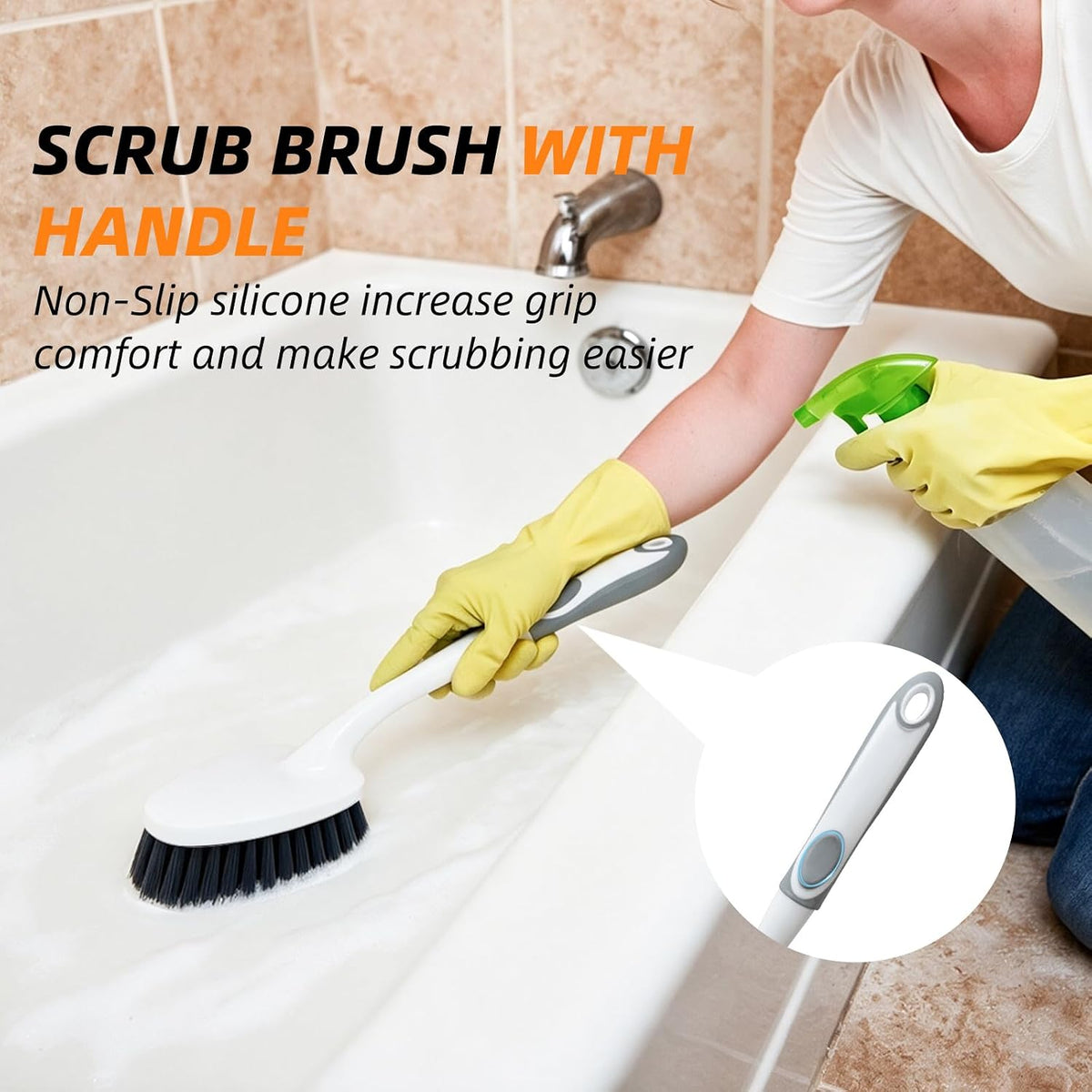 3 Pack Scrub Brush Set with Grout Brush