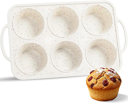 6 Cup Jumbo Muffin Pan for Baking with Metal Frame Nonstick
