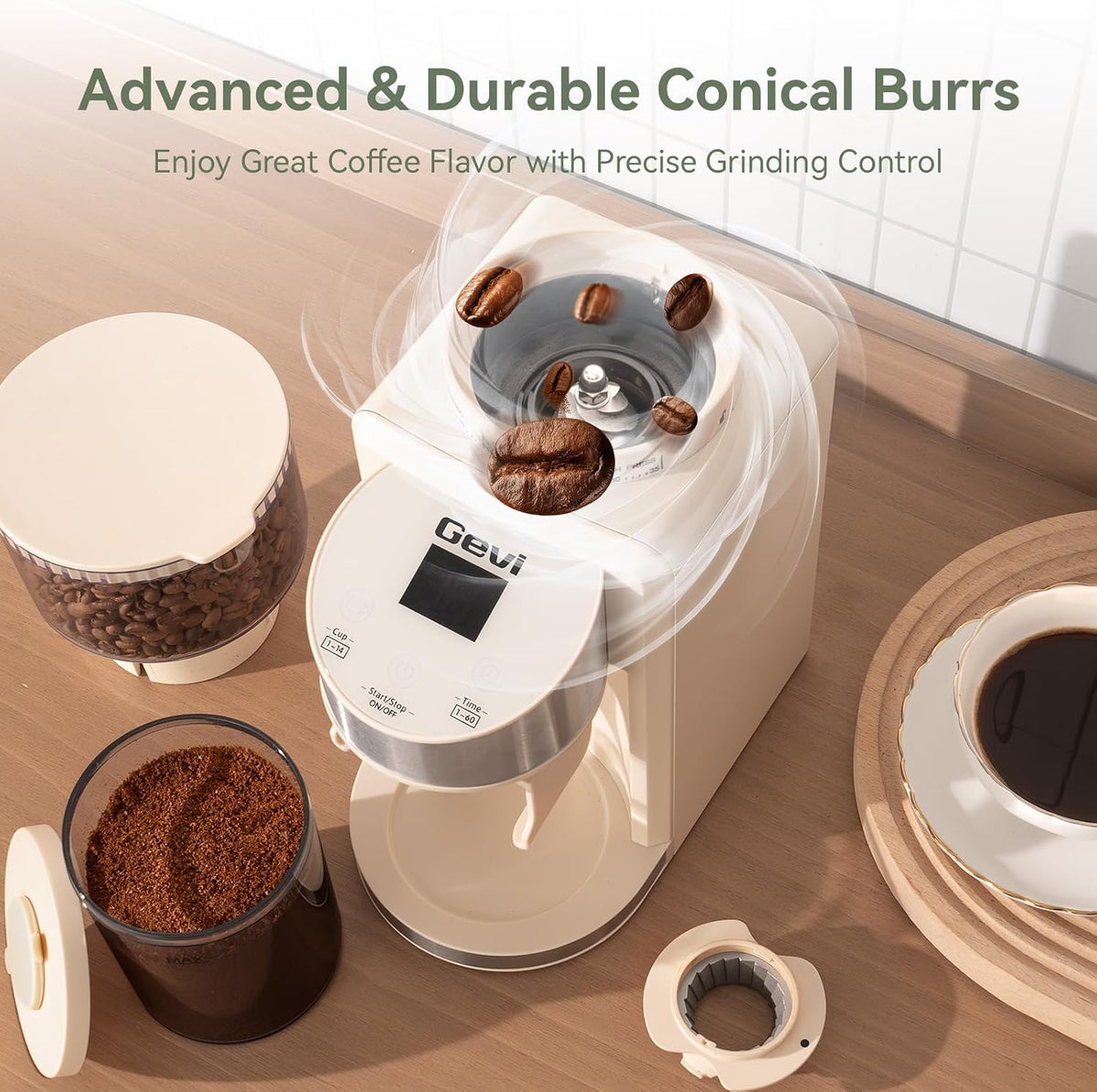 Gevi 20 Bar Espresso Machine with Conical Burr Anti-Static Coffee Grinder