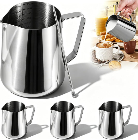 4 Pack Milk Frothing Pitcher 900ml 32oz Large Capacity Steaming Pitchers