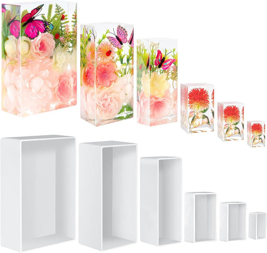 Large Resin Molds Silicone 6PCS Rectangular Cube Silicone Molds for Resin Epoxy Resin Casting Craft Mold for Flower