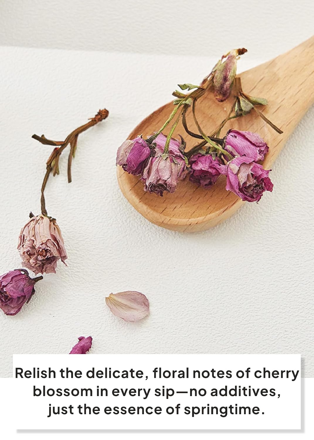 Korean Food KKOKDAM Cherry Blossom Flower Tea, Decaf Floral Blend, 10g | Decaf cherry blossom flower tea made with whole flowers, caffeine free, sugar free, and zero calories. Made in Korea.