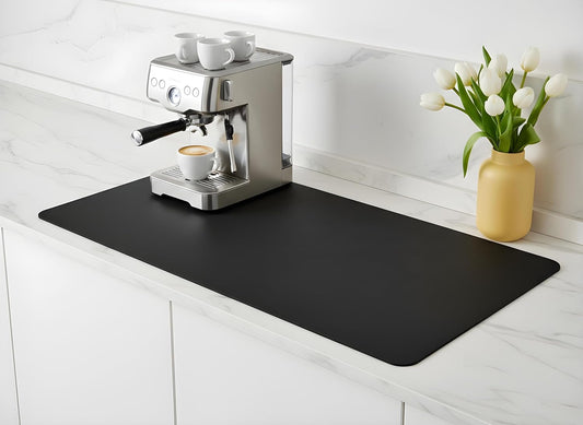 Dish Drying Mat Super Absorbent – 17" x 31" Coffee Mat for Countertops – Non-Slip Drying Mat for Kitchen Counter – Easy to