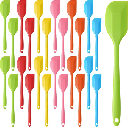 24 Pieces Small Silicone Spatulas, 8.3 inch Heat-Resistant Scrapers Rubber with Stainless Steel Core Baking Mixing Tool