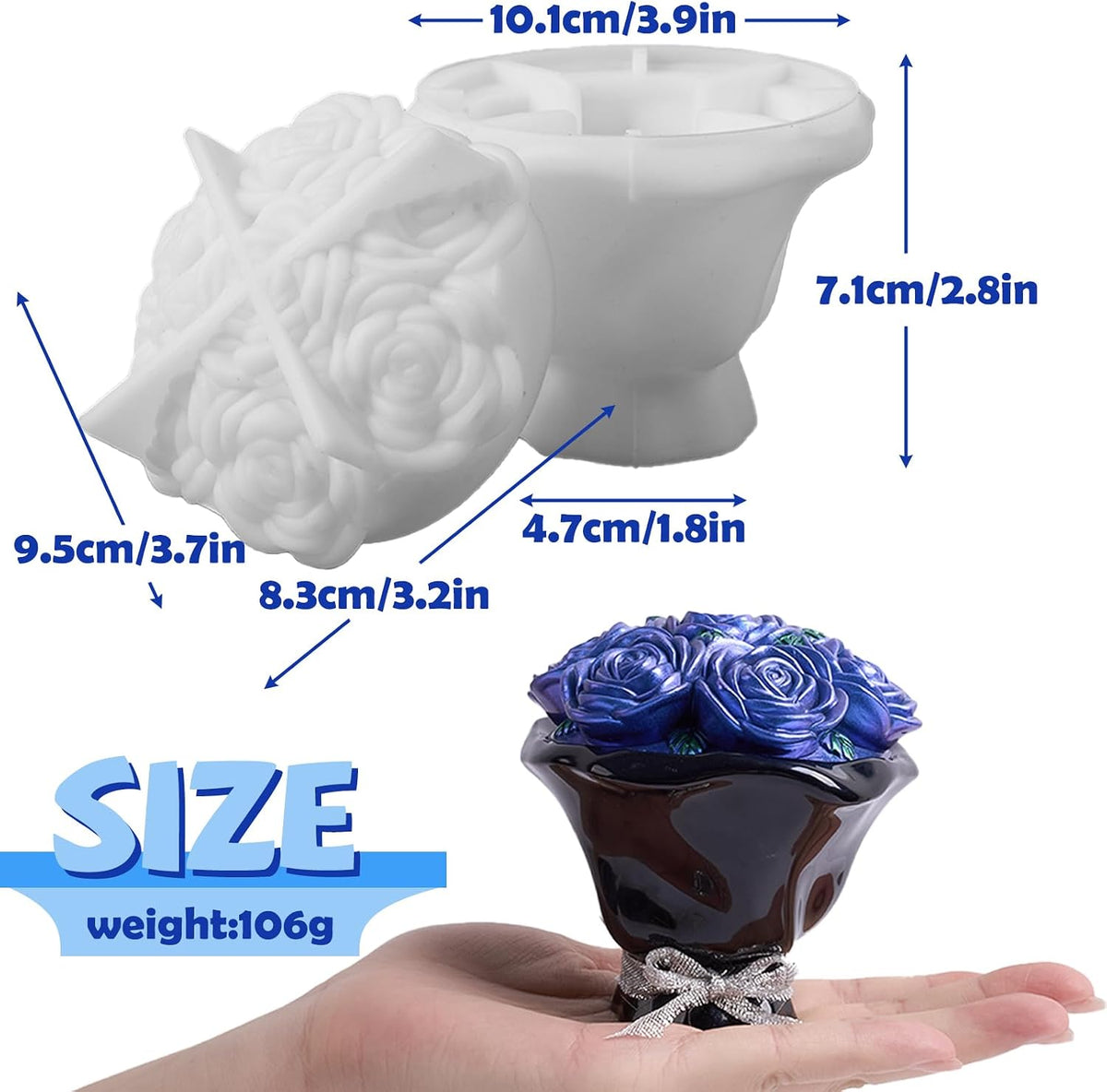 Rose Jar Resin Mold with Lid
