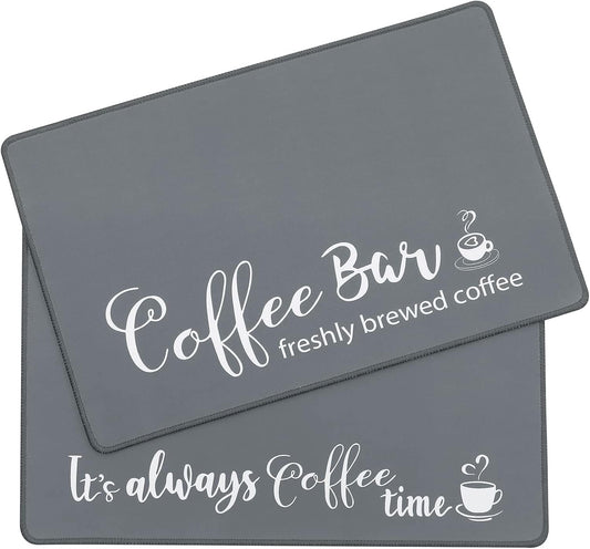 SHACOS Large Coffee Mats 2-Pack 16x24 Inch Absorbent Non Slip Under Coffee Maker Mats for Countertop Bar Accessories Heat