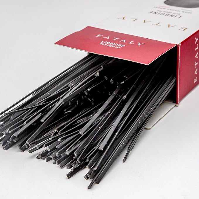 Eataly Italian Linguine with Squid Ink Pasta Noodles - 250g (8.8 oz.) Box -Authentic Durum Semolina Wheat - Made in Italy- Dried Pasta for Gourmet Dining, 1 Pack