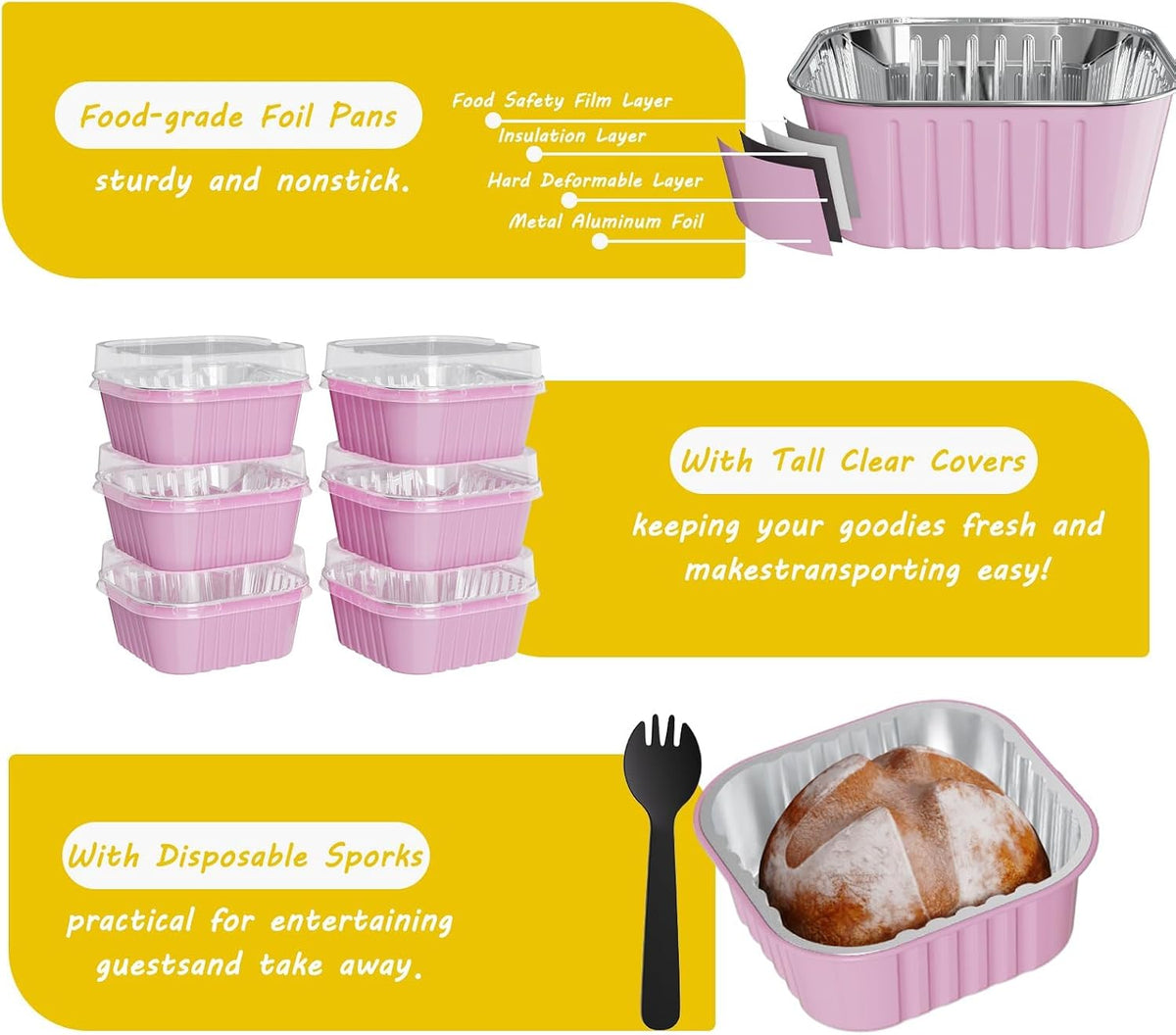 100Pack Mini Cake Pans with Lids, dessert cups baked goods packaging